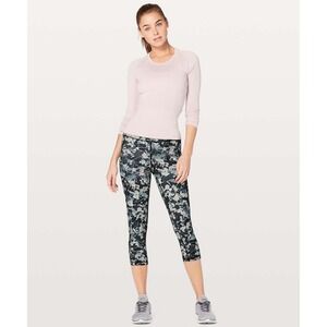Lululemon Women 4 Speed Up Crop Leggings 21" Side Pockets Spring‎ Bloom Multi